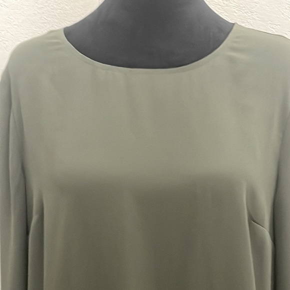 a.n.a. Olive Green Ruffle Hem Blouse - Picture 2 of 6
